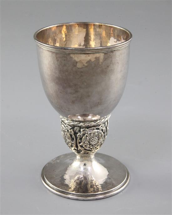 A 1930s Arts & Crafts silver goblet, by Omar Ramsden, Height 120mm, weight 6.2oz/193grms